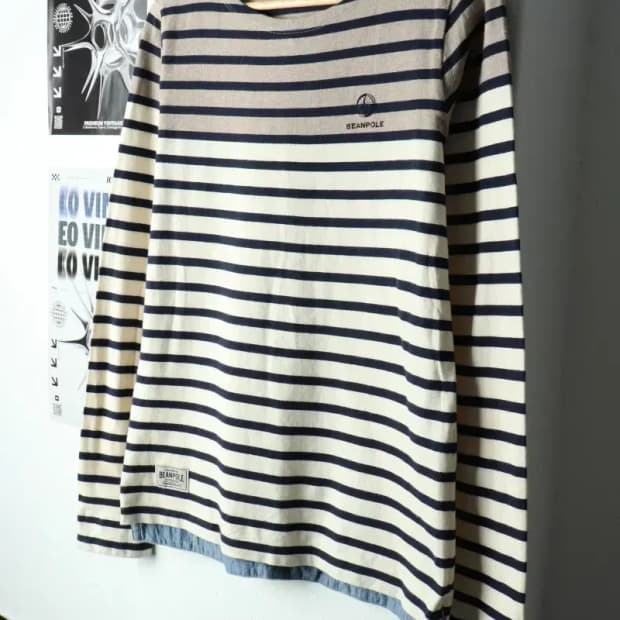 W(L) 빈폴 긴팔티셔츠 스트라이프 베이지-15713