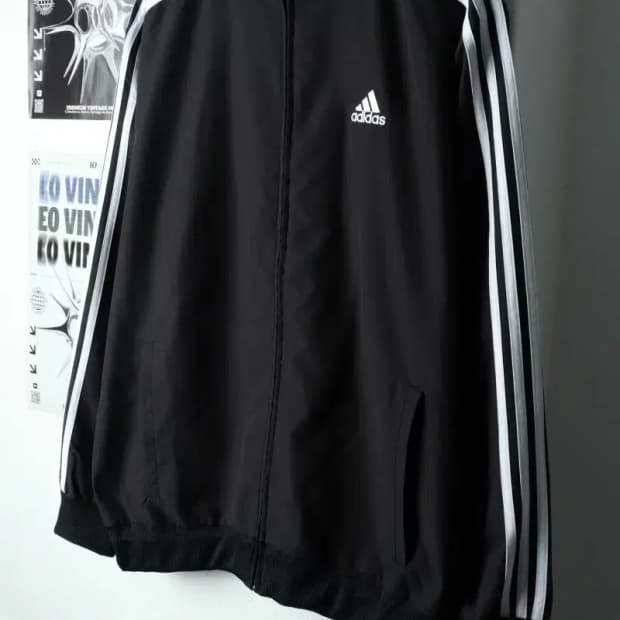 (L-XL) 아디다스 집업져지 트랙탑 블랙 삼선 우븐-15722