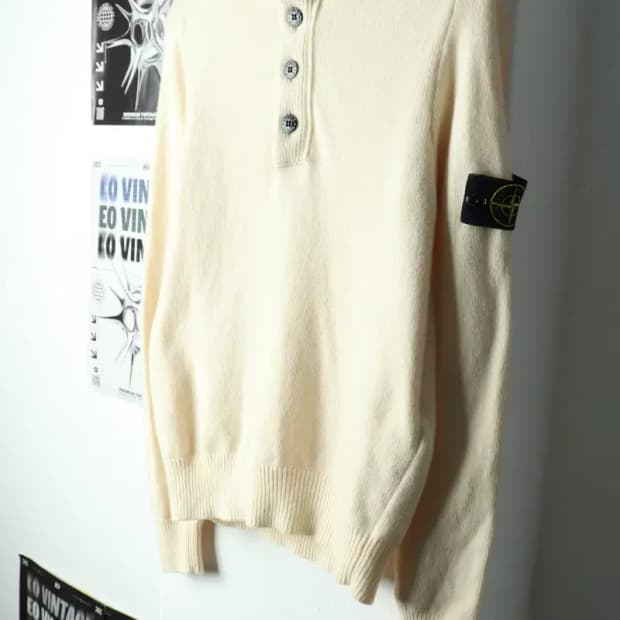 (S-M) 브랜드빈티지 니트 스톤아일랜드 화이트-15723
