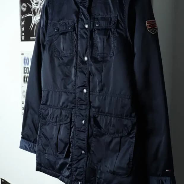 W(XS-S) 타미힐피거 집업 바람막이 점퍼자켓 네이비 누빔-15760