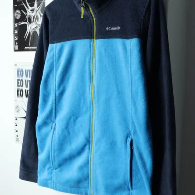 (XL) 컬럼비아 집업 바람막이 점퍼자켓 후리스 네이비-1576A