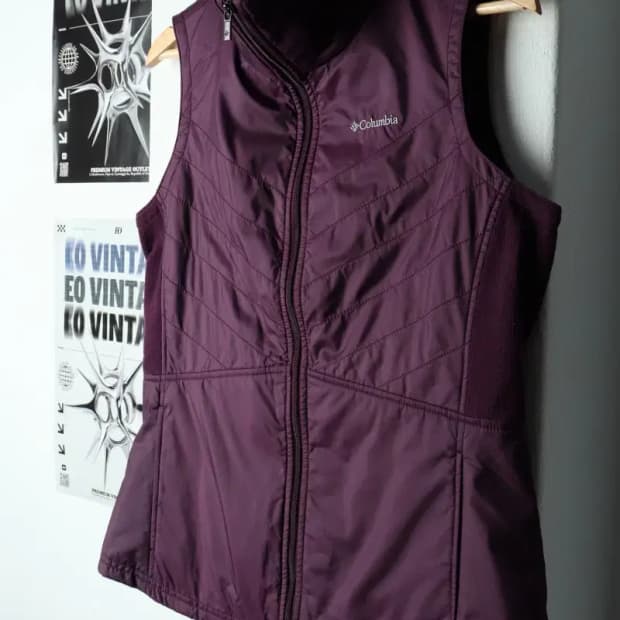 W(M-L) 컬럼비아 패딩 점퍼자켓 조끼 퍼플-15770