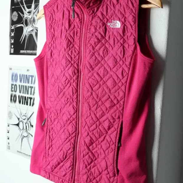 W(S) 노스페이스 패딩 점퍼자켓 조끼 경량 핑크-15772