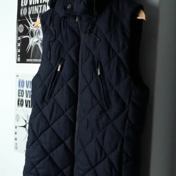 W(L) 시리즈 패딩 점퍼자켓 네이비 울 조끼-15779