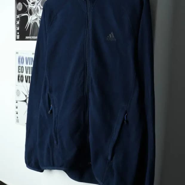 (XL) 아디다스 집업 바람막이 점퍼자켓 후리스 네이비-15783