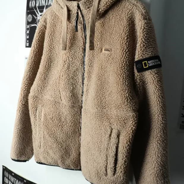 (L) 내셔널지오그래픽 후드집업 후리스 뽀글이 브라운-157D7