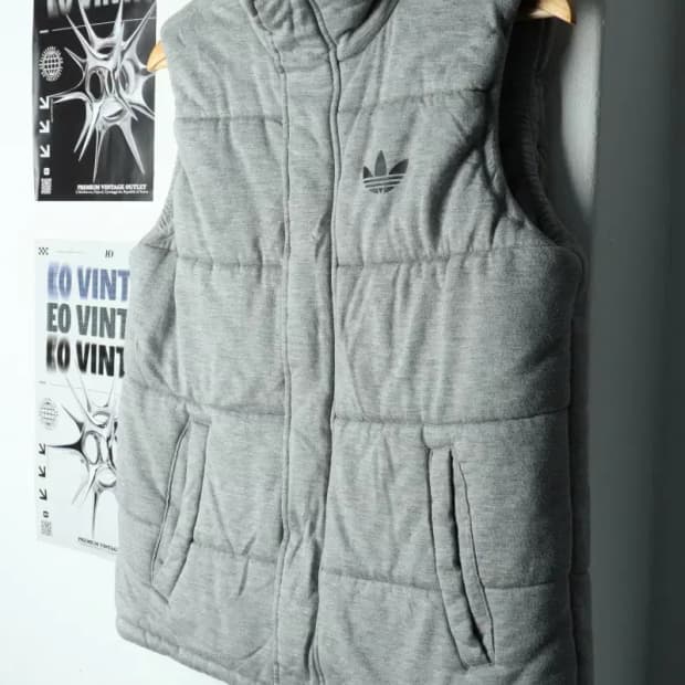 (M) 아디다스 패딩 점퍼자켓 조끼 파이어버드 그레이-157F1