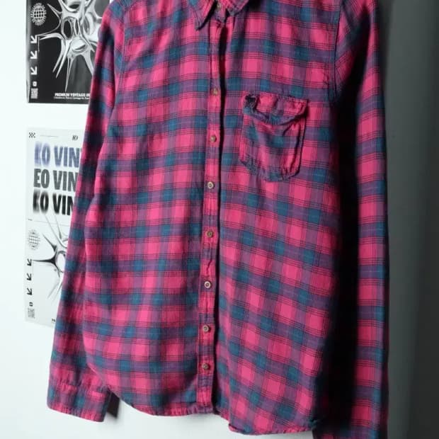 W(L) 아베크롬비 셔츠 남방 체크 플란넬 핑크-15800