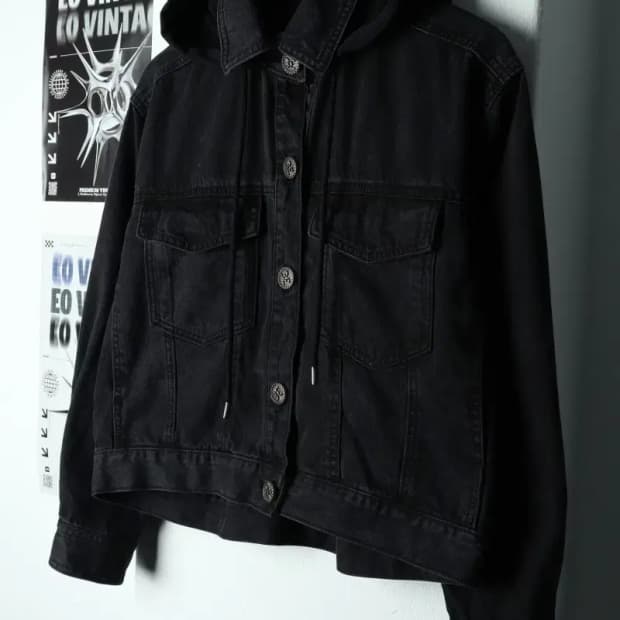 W(L) 칼라거펠트 집업 바람막이 점퍼자켓 데님 흑청 후드-15868