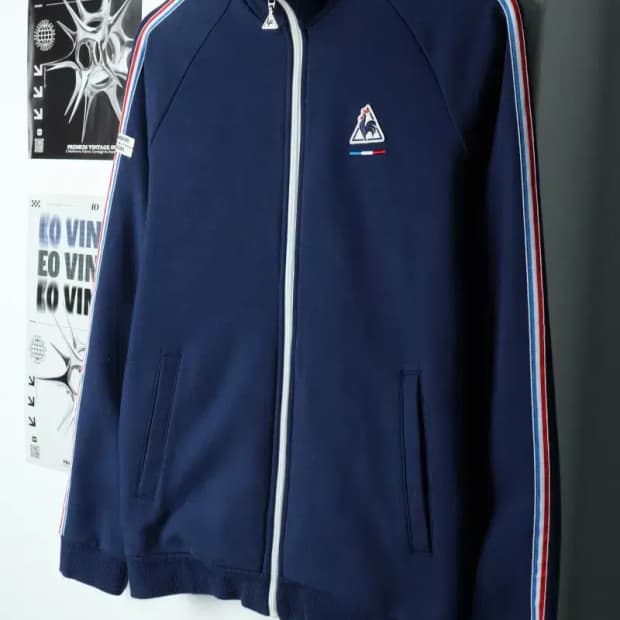 (M) 르꼬끄 집업져지 트랙탑 네이비 한정판 프랑스-1586E
