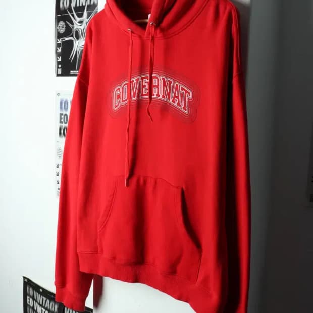(XL) 커버낫 후드티셔츠 레드 기모 올드스쿨-15871