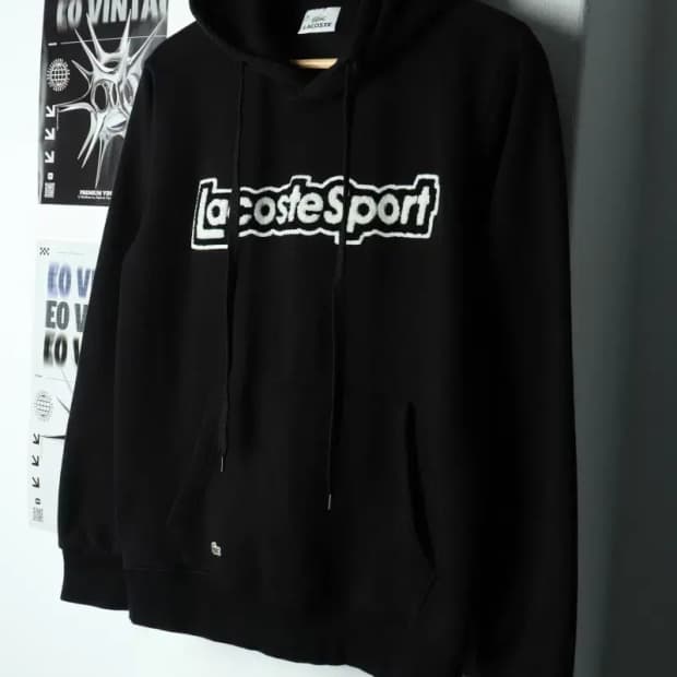 W(M) 라코스테 후드티셔츠 블랙 자수 검흰 한정판-15873