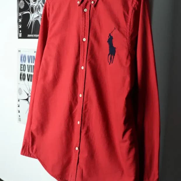 (M) 폴로 랄프로렌 셔츠 남방 레드 빅포니-15878