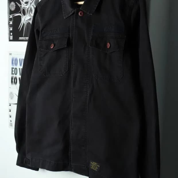 (M) 브랜드빈티지 셔츠 남방 밀리터리 블랙 자수-15882