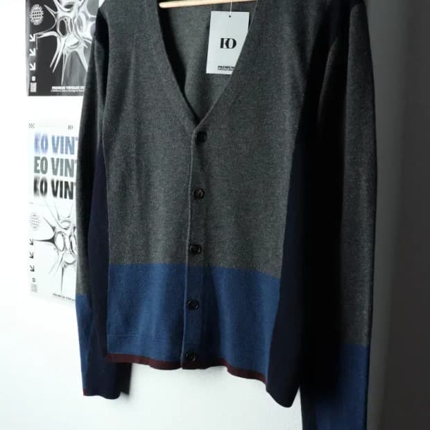 W(XL-2XL) 시스템 니트 가디건 한섬 차콜-15913