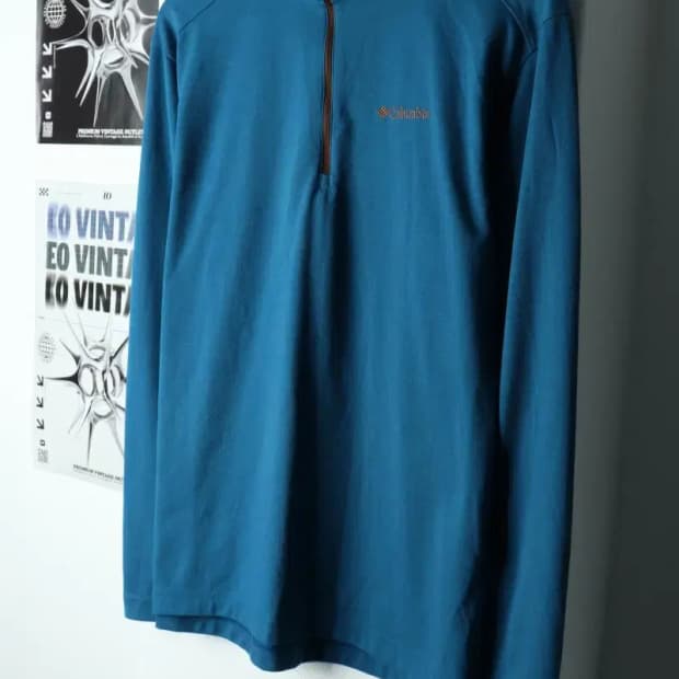 (XL) 컬럼비아 카라 긴팔티셔츠 기능성 반집업 블루-1599C