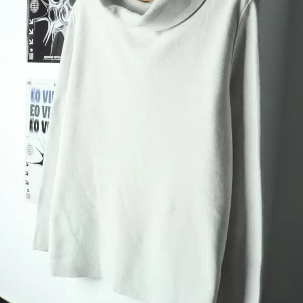 W(L-XL) 코스 니트 작은오염 목폴라 멜란지그레이-159AB