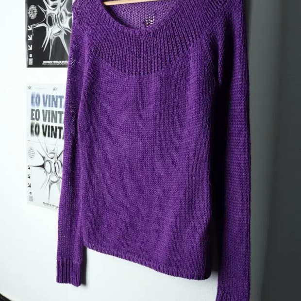 W(S-M) 폴로 랄프로렌 니트 퍼플 유니크 기본핏-159AD