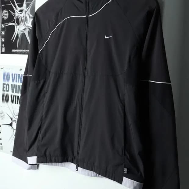 W(S) 나이키 집업 바람막이 점퍼자켓 년대 블랙 올드스쿨-159BF
