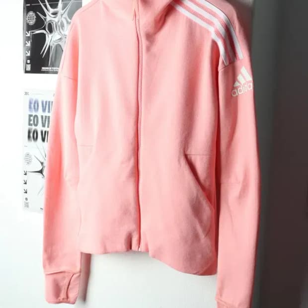 W(XS) 아디다스 후드집업 핑크 올드스쿨 딸기우유-15A3F