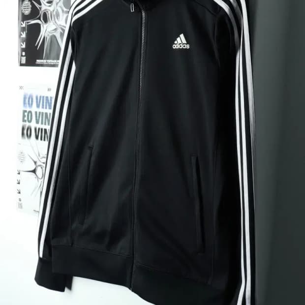 (XL) 아디다스 집업져지 트랙탑 블랙 삼선 올드스쿨-15AAF