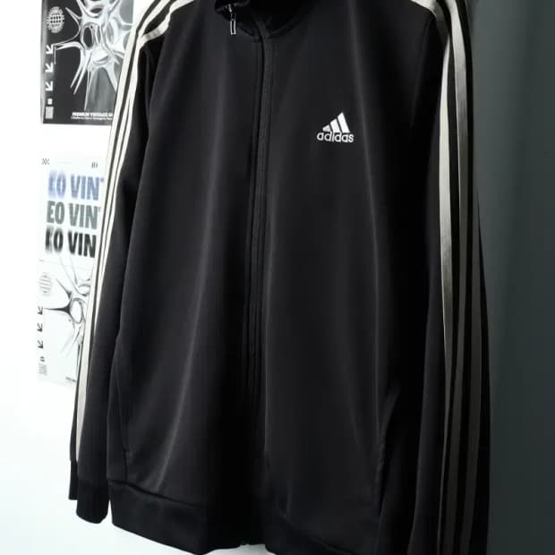 (XL) 아디다스 집업져지 트랙탑 블랙 삼선 올드스쿨-15AB4