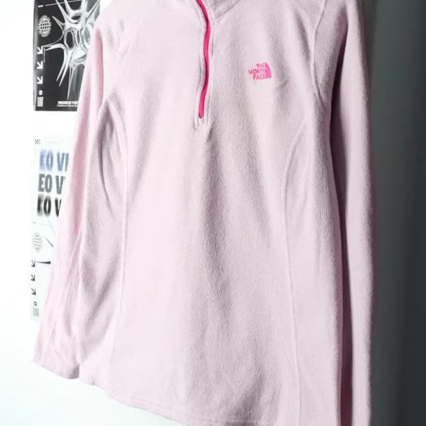 W(L) 노스페이스 카라 긴팔티셔츠 후리스 반집업 핑크-15AD1