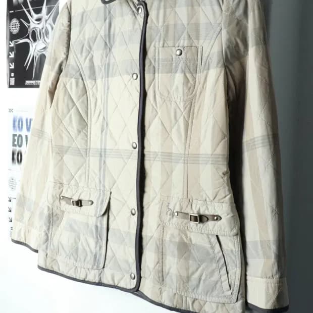 W(S) 헤지스 패딩 점퍼자켓 경량 체크 베이지-15AE3