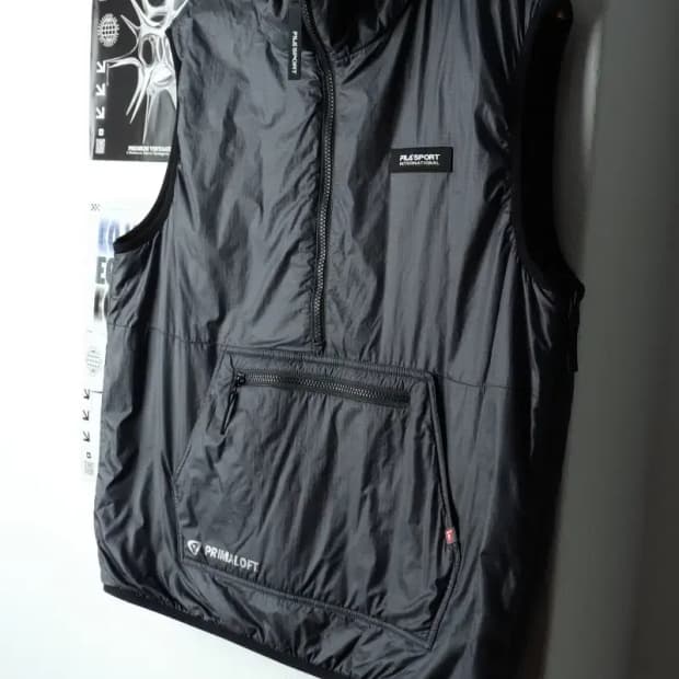 (M-L) 휠라 패딩 점퍼자켓 조끼 아노락 그레이-15B1F