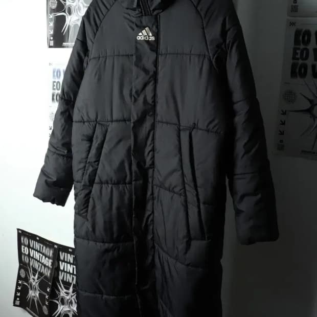 (L-XL) 아디다스 패딩 점퍼자켓 블랙 롱 폴리-15B25