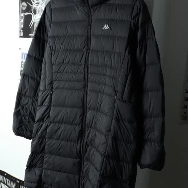 W(L) 카파 패딩 점퍼자켓 경량 롱 블랙 오리털-15B27