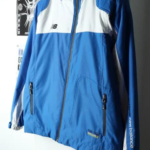 (M) 뉴발란스 집업 바람막이 점퍼자켓 블루 누빔 올드스쿨-15B35