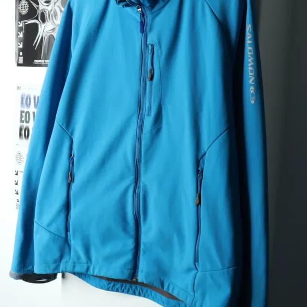 (L) 살로몬 집업 바람막이 점퍼자켓 기능성 연블루 기모-15BA4