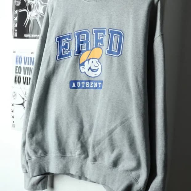 (XL) 브랜드빈티지 맨투맨 티셔츠 이벳필드 빅로고 그레이-15B4E