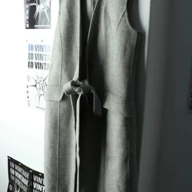 W(S-M) 띠어리 집업 바람막이 점퍼자켓 조끼 그레이 울-15BDF