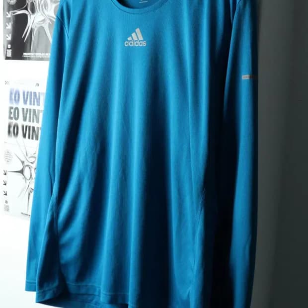 (2XL) 아디다스 긴팔티셔츠 빅사이즈 기능성 연블루-15BE3