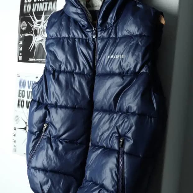 (L) 컨버스 패딩 점퍼자켓 년대 조끼 네이비 올드스쿨-15BF4