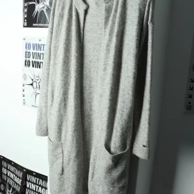 W(S-M) 타미힐피거 니트 가디건 그레이 울 롱-15C6E