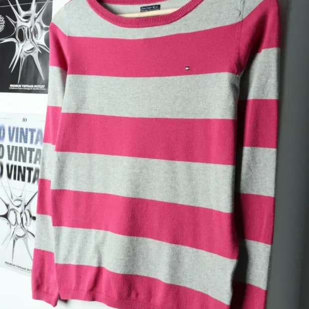 W(S) 타미힐피거 니트 스트라이프 핑크-15C75