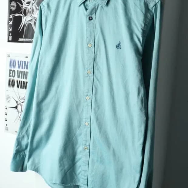 (L) 빈폴 셔츠 남방 연블루 무지 로고-15C7D