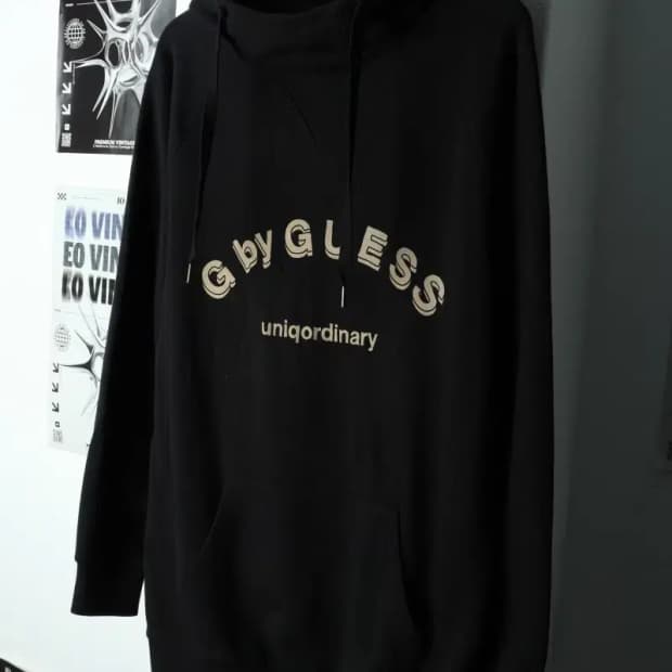 W(S) 게스 후드티셔츠 블랙 롱 올드스쿨-15C80