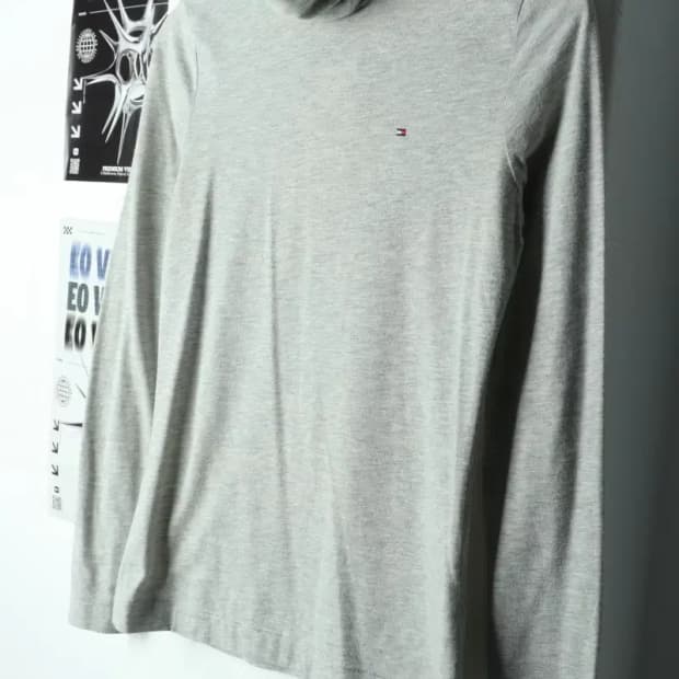 W(S-M) 타미힐피거 긴팔티셔츠 목폴라 그레이-15C87