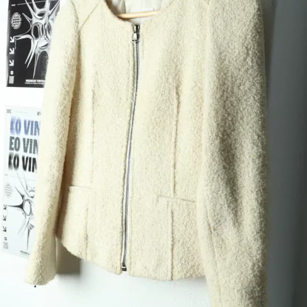 W(S) 클럽모나코 집업 바람막이 점퍼자켓 한섬 부클 아이보리-15C88