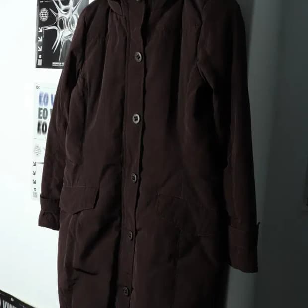 W(S-M) 타미힐피거 패딩 점퍼자켓 브라운 롱 야상-15C95