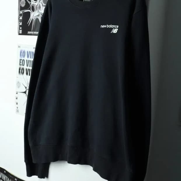 (2XL) 뉴발란스 맨투맨 티셔츠 빅사이즈 기모 블랙-15D1E