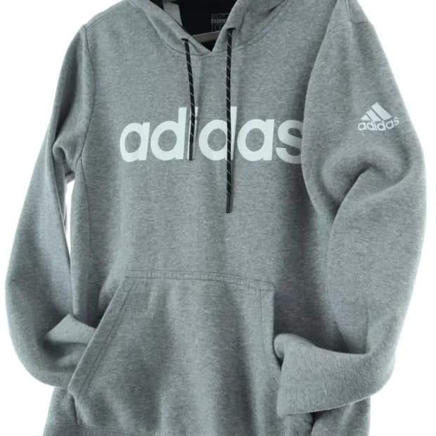 (L) 아디다스 후드티셔츠 그레이 사용감 기모-15D6B