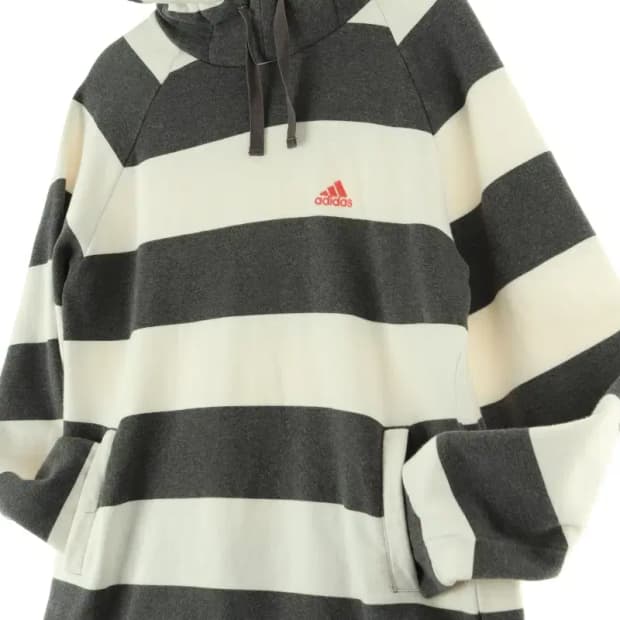 W(L-XL) 아디다스 후드티셔츠 두툼 기모 스트라이프-15D9C