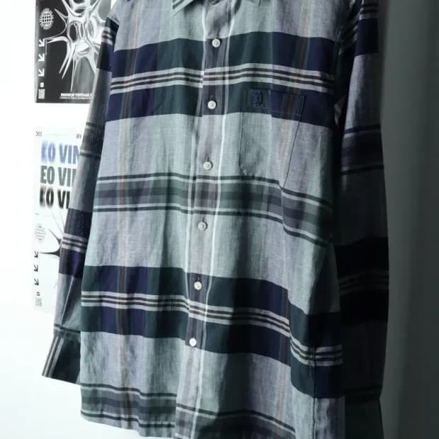 (L) 닥스 셔츠 남방 체크 컬러믹스 린넨 마-15E95