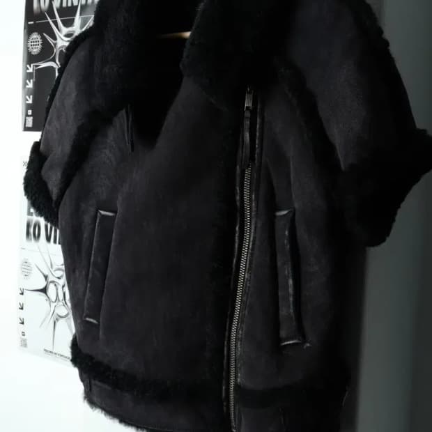 W(M-L) 디젤 집업 바람막이 점퍼자켓 반팔 무스탕 양가죽-15E99