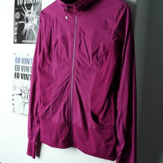 W(F) 룰루레몬 집업 바람막이 점퍼자켓 버건디 스쿠버 풀집-15E9B